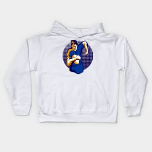 Rugby Winger With Ball Retro Kids Hoodie